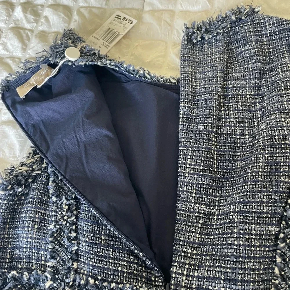 Michael Kors Collection blue luxury tweed NWT midi dress - Picture 10 of 12